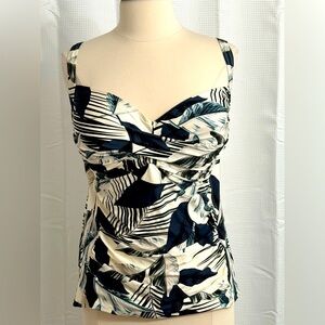 La Blanca Women's Moment of Zen Tankini‎ Top, Blue and Green Print, Size 20W
